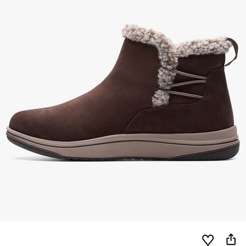 Clark’s Cloudsteppers Women's Breeze Fur Dark Brown Ankle Boots 8.5M NEW